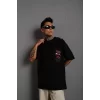 Luz&Pos Erkek Sırt Baskılı A Kalite Oversize T-shirt - Siyah