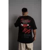 Luz&Pos Erkek Sırt Baskılı A Kalite Oversize T-shirt - Siyah