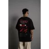 Luz&Pos Erkek Sırt Baskılı A Kalite Oversize T-shirt - Siyah