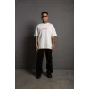 Luz&Pos Erkek Sırt Baskılı Oversize T-shirt - Beyaz