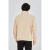 Luz&Pos Erkek Yarım Fermuarlı Baskılı Sweat - Bej