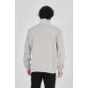 Erkek Yarım Fermuarlı Baskılı Sweat - Boyalı Gri