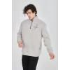 Luz&Pos Erkek Yarım Fermuarlı Baskılı Sweat - Boyalı Gri