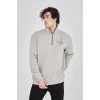 Luz&Pos Erkek Yarım Fermuarlı Baskılı Sweat - Boyalı Gri