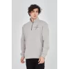 Luz&Pos Erkek Yarım Fermuarlı Baskılı Sweat - Boyalı Gri