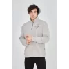 Luz&Pos Erkek Yarım Fermuarlı Baskılı Sweat - Boyalı Gri