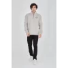 Luz&Pos Erkek Yarım Fermuarlı Baskılı Sweat - Boyalı Gri