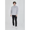 Luz&Pos Erkek Yarım Fermuarlı Baskılı Sweat - Gri