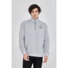 Luz&Pos Erkek Yarım Fermuarlı Baskılı Sweat - Gri