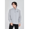 Luz&Pos Erkek Yarım Fermuarlı Baskılı Sweat - Gri
