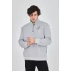 Luz&Pos Erkek Yarım Fermuarlı Baskılı Sweat - Gri