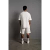 Erkek Alev Baskılı İkili Şortlu Takım - Beyaz