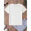 Fiyonk Baskılı Oversize Bisiklet Yaka T-shirt - Beyaz
