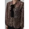 Fiyonk Detaylı Leopar Bluz - Leopar