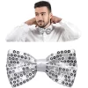 Gece Işıltısı Gümüş Payetli Pullu Papyon 7x2 Cm