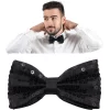 Gece Işıltısı Siyah Payetli Pullu Papyon 7x2 Cm
