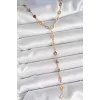 Gold Karışık Renk Zirkon Taşlı Y Pirinç Kolye