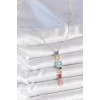 Gold Karışık Renk Zirkon Taşlı Y Pirinç Kolye
