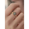 Gold Renk Nazar Boncuk Figür Zirkon Taş Detay Kadın Yüzük