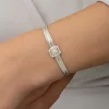 Luz&Pos Gümüş Baget Taşlı Trabzon Hasır Kadın Bileklik