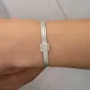 Luz&Pos Gümüş Baget Taşlı Trabzon Hasır Kadın Bileklik
