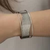 Luz&Pos Gümüş Eskitme Desenli Bayan Bilezik