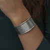 Luz&Pos Gümüş Eskitme Desenli Kadın Bilezik