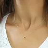 Luz&Pos Gümüş Gold 3 Boyutlu C Harf Bayan Kolye