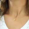 Luz&Pos Gümüş Gold 3 Boyutlu E Harf Bayan Kolye