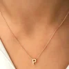 Luz&Pos Gümüş Gold 3 Boyutlu P Harf Bayan Kolye
