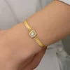 Luz&Pos Gümüş Gold Baget Taşlı Trabzon Hasır Kadın Bileklik