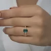 Luz&Pos Gümüş Gold Yeşil Baget Taşlı Kadın Yüzük