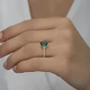 Luz&Pos Gümüş Gold Yeşil Baget Taşlı Kadın Yüzük