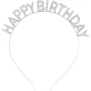 Gümüş Kristal Taşlı Happy Birthday Doğum Günü Tacı İthal Ürün A Kalite 17x16 Cm