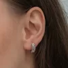 Luz&Pos Gümüş Petek Desenli Halka Kadın Küpe
