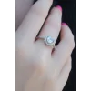 Gümüş Renk Zirkon Taşlı Kalp Model Charm Pirinç Kadın Yüzük