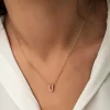 Luz&Pos Gümüş Rose 3 Boyutlu Ü Harf Bayan Kolye