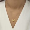 Luz&Pos Gümüş Rose Sarı Kaplangözü Taşlı Kelebek Kolye