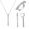 Luz&Pos Gümüş Sıra Taşlı Bayan Set