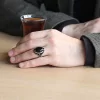 Luz&Pos Gümüş Siyah Taşlı Kartal Pençesi Erkek Yüzük