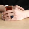 Luz&Pos Gümüş Siyah Zirkon Taşlı Erkek Yüzük