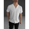 İki İplik Kumaş  Gömlek - Beyaz