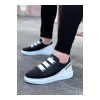 K&A  KA029 Siyah Beyaz Kalın Taban Casual Erkek Ayakkabı