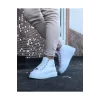 K&A  KA032 Beyaz Bağcıklı Sneakers  Yarım Bilek Bot