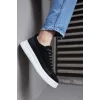 K&A Sneakers Ayakkabı 010 Siyah Süet (Beyaz Taban)