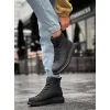 K&A Yüksek Taban Ayakkabı B-080 Siyah (Siyah Taban)