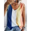 Kadın Askılı V Yakalı çok Renkli Triko Bluz