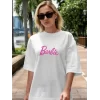 Luz&Pos Kadın Baskılı Oversize T-shirt - Beyaz