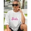 Luz&Pos Kadın Baskılı Oversize T-shirt - Beyaz