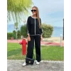 Kadın Bisiklet Yaka Truvakar Kol Biye Detay Bluz Ve Yüksek Bel Lastikli Pantolon Ikili Takım
